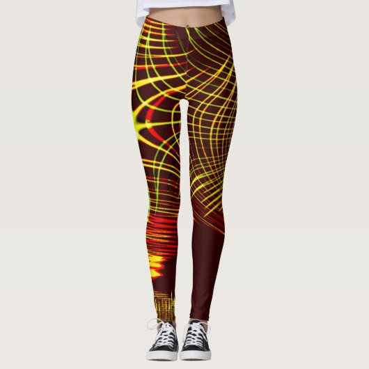 Linien, die sich in der Welle und Lichteffekt wied Leggings (Vorderseite)