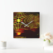 Linien, die sich in der Welle und Lichteffekt wied Quadratische Wanduhr (Zuhause)