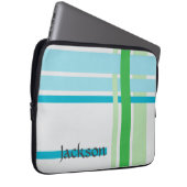Linien in blau und Linien in grün Laptopschutzhülle (Vorne Rechts)