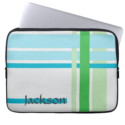 Linien in blau und Linien in grün Laptopschutzhülle (Vorderseite)
