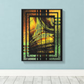 Linien in Honiggold Wrapped Canvas Leinwanddruck (Insitu (Holzboden))
