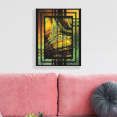 Linien in Honiggold Wrapped Canvas Leinwanddruck (Insitu (Wohnzimmer))