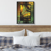 Linien in Honiggold Wrapped Canvas Leinwanddruck (Insitu (Schlafzimmer))