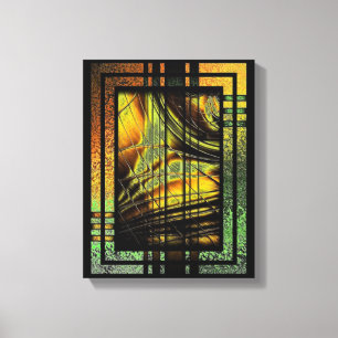 Linien in Honiggold Wrapped Canvas Leinwanddruck