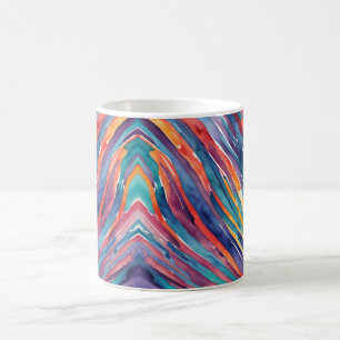 Linien in Lila, Orange, Blau, Rosa Aquarellkunst Kaffeetasse