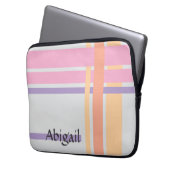 Linien in Rosa und Linien in Orange Laptopschutzhülle (Vorderseite Links)