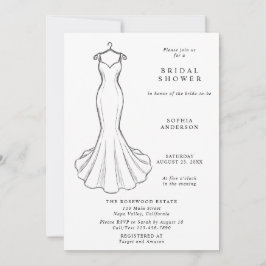 Linien Kunst Minimalistisches Hochzeitskleid Braut Einladung