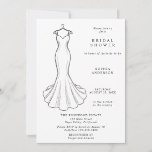 Linien Kunst Minimalistisches Hochzeitskleid Braut Einladung