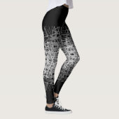 Linien Muster 2 Töne b Schwarzes BG Leggings (Rechts)
