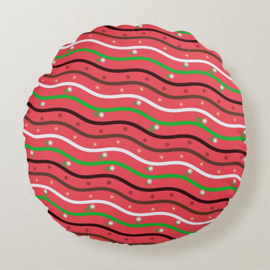 Linien und Blume Rundes Kissen (Vorderseite)