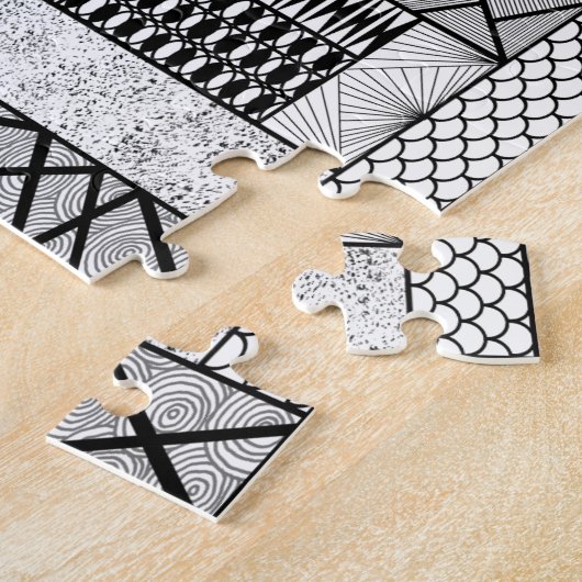 Linien und Kreise in Schwarz und Weiß Puzzle (Seite)