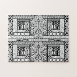 Linien und Kreise in Schwarz und Weiß Puzzle