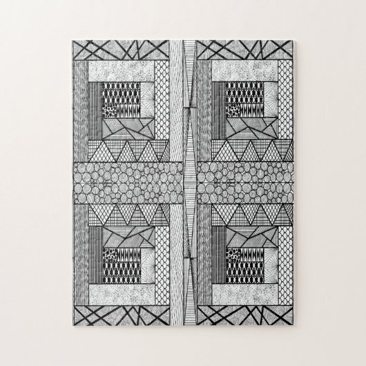 Linien und Kreise in Schwarz und Weiß Puzzle (Vertikal)