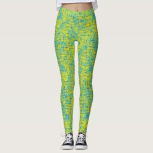 Linien und Patches Muster in blau BYellow BG Leggings