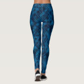 Linien und Patchmuster in Blau Leggings (Rückseite)
