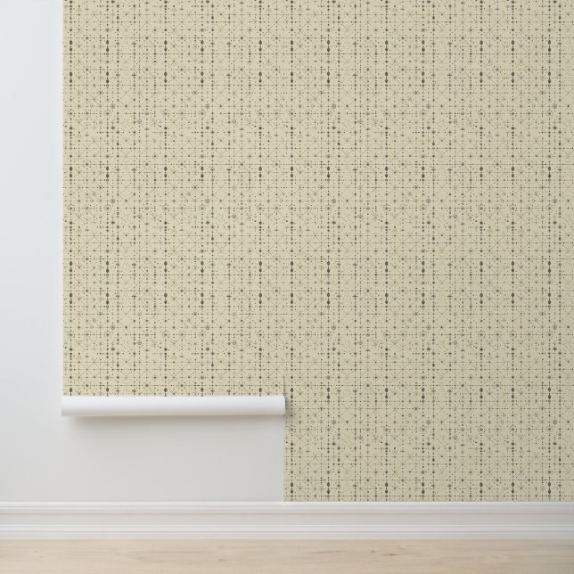 Linien und Punkte beige Tapete (Anwendung)