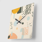 Linien und Punkte mit Kreisen auf weißlich Quadratische Wanduhr (Winkel)