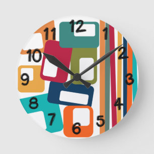 Linien und Rechtecke Runde Wanduhr