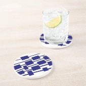 Linien und Rechtecke - Tiefe Marine auf Weiß Getränkeuntersetzer (Seite)