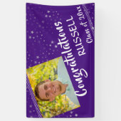 Linien und Sterne | Bearbeitbar Lila | FOTO ABSCHL Banner (Vertikal)