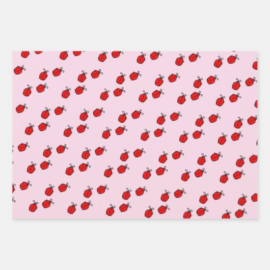 Linien von Ladybugs Design Wrapping Paper Sheets Geschenkpapier Set (Vorderseite 2)
