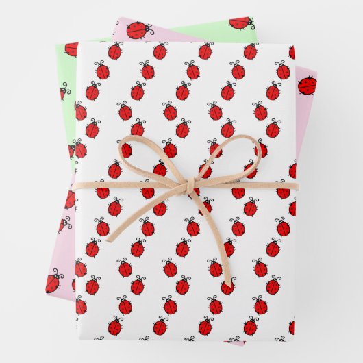 Linien von Ladybugs Design Wrapping Paper Sheets Geschenkpapier Set (Beispiel)