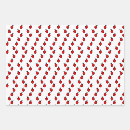 Linien von Ladybugs Design Wrapping Paper Sheets Geschenkpapier Set (Vorderseite)