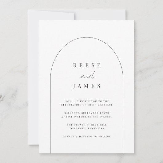 Linienbogen | Moderne Minimal verblichene Hochzeit Einladung (Vorderseite)