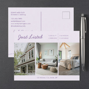 Liniengrafik gerade gelistet Mauve Immobilienmakle Postkarte