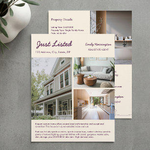 Liniengrafik-Liste Pflaumen-Immobilienmakler Flyer