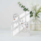 Liniengrafik weibliches Trio Postkarte (Stehend Vorderseite)