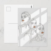 Liniengrafik weibliches Trio Postkarte (Vorne/Hinten)