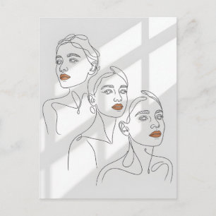 Liniengrafik weibliches Trio Postkarte