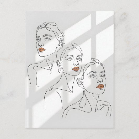 Liniengrafik weibliches Trio Postkarte (Vorderseite)