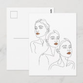 Liniengrafik Weibliches Trio Postkarte (Vorne/Hinten)