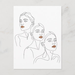Liniengrafik Weibliches Trio Postkarte
