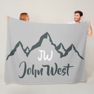 Liniengzeichnete Bergkette personalisierbares Mono Fleecedecke