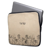 Linienkunst auf Kraftpapier Laptopschutzhülle (Vorderseite Links)