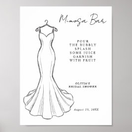 Linienkunst Minimalistische Hochzeitskleid Mimose  Poster