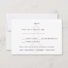 Linienkunst Minimalistische Hochzeitskleid RSVP Ka Karte