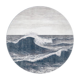 Linienkunst Ozeanwelle Monochrome Woge Schneidebrett