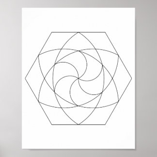Linienkunst-Sechseckgitter Poster