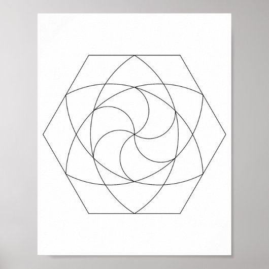 Linienkunst-Sechseckgitter Poster (Vorne)