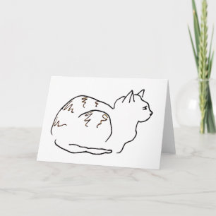 Linienkunstzeichnung gestreifte Katze Grußkarte Karte