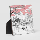 Linienmalerei des japanischen Tempelsees Fotoplatte (Vorderseite)