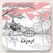 Linienmalerei des japanischen Tempelsees