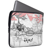 Linienmalerei des japanischen Tempelsees Laptopschutzhülle (Vorne Rechts)
