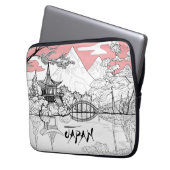 Linienmalerei des japanischen Tempelsees Laptopschutzhülle (Vorderseite Links)