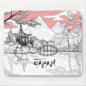Linienmalerei des japanischen Tempelsees Mousepad (Vorne)