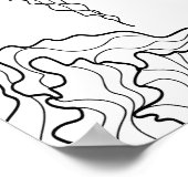 Linienmalerei des japanischen Tempelsees Poster (Ecke)